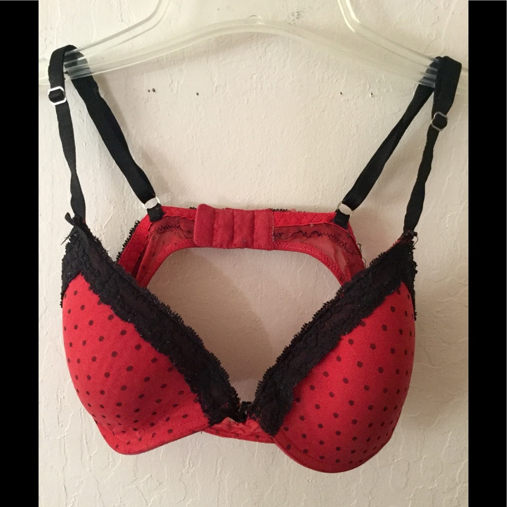 XOXO Red/Black polkadot lace bra- 34B
